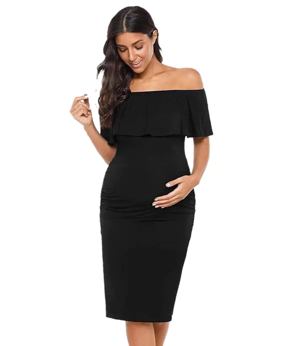 Off-Shoulder Fashion Dress for Maternity Wear