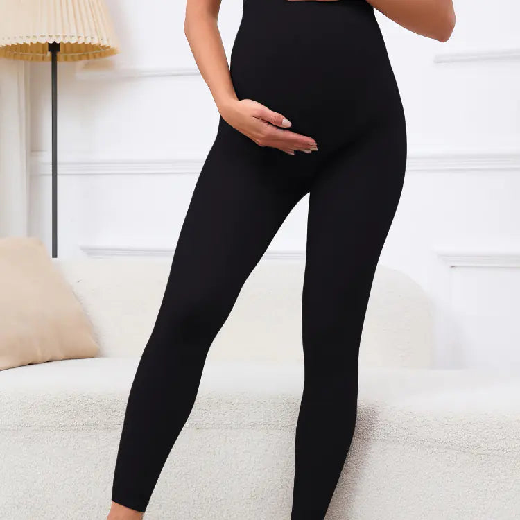 Maternity Tummy Support Leggings - High Waist Belly Control Pregnancy Pants