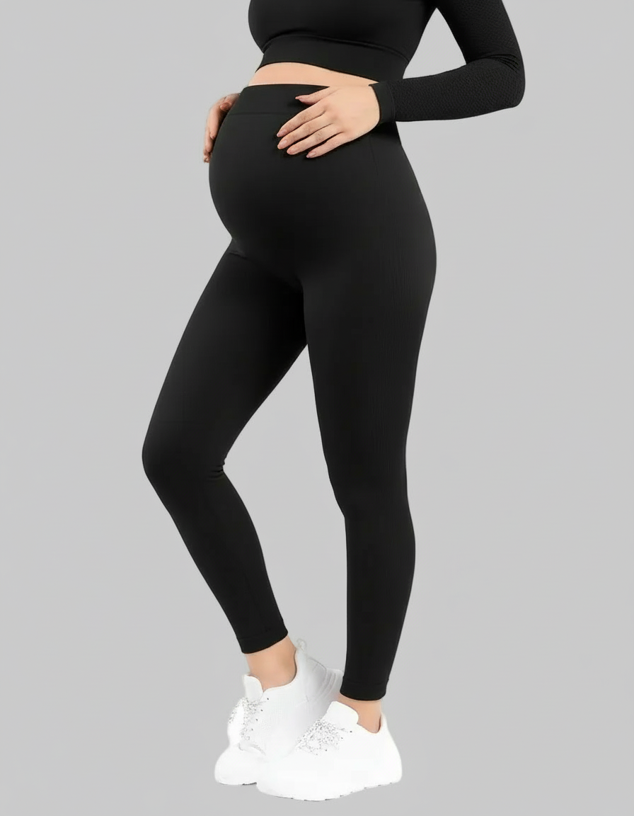 High Waist Maternity Leggings for Belly Support (Single)