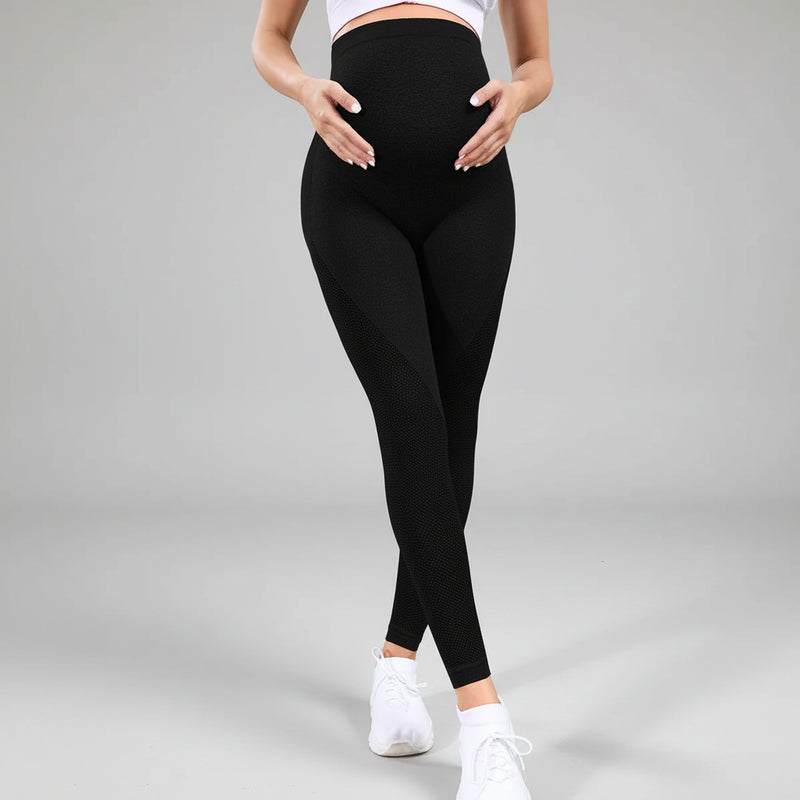 Seamless Maternity Yoga Pants - High Waist Belly Support Leggings for Pregnancy & Postpartum