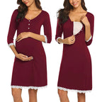 Maternity Nursing Dress - Five-Point Sleeve Pregnancy Dress for Work & Casual