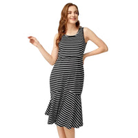 Striped Sleeveless Maternity Dress for Breastfeeding