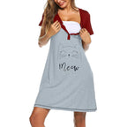 Maternity Cat Print Breastfeeding Dress