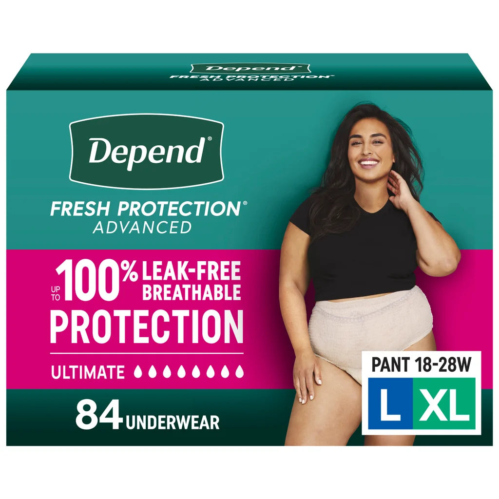 Depend Fresh Protection Advanced Incontinence & Postpartum Bladder Leak Underwear for Women, Ultimate Absorbency
