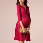 Comfortable Breastfeeding Dress - Easy Nursing Access Maternity Dress