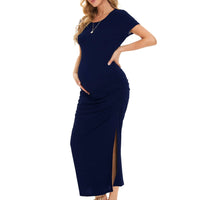 Maternity Short Sleeve Ruched Casual Summer Dress