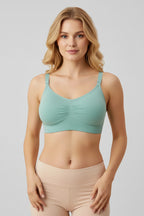 Light blue bra on a white background