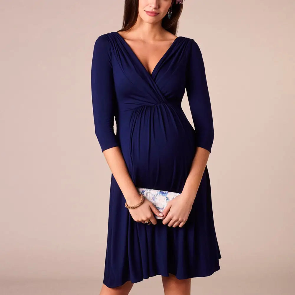 Comfortable Breastfeeding Dress - Easy Nursing Access Maternity Dress