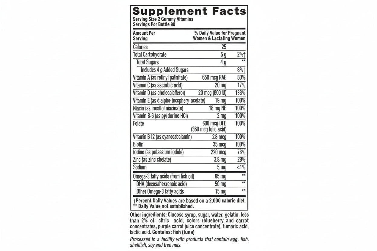 vitafusion Prenatal Multivitamin Gummy with Folate & DHA, 180 Gummies