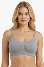 Gray bra on a white background