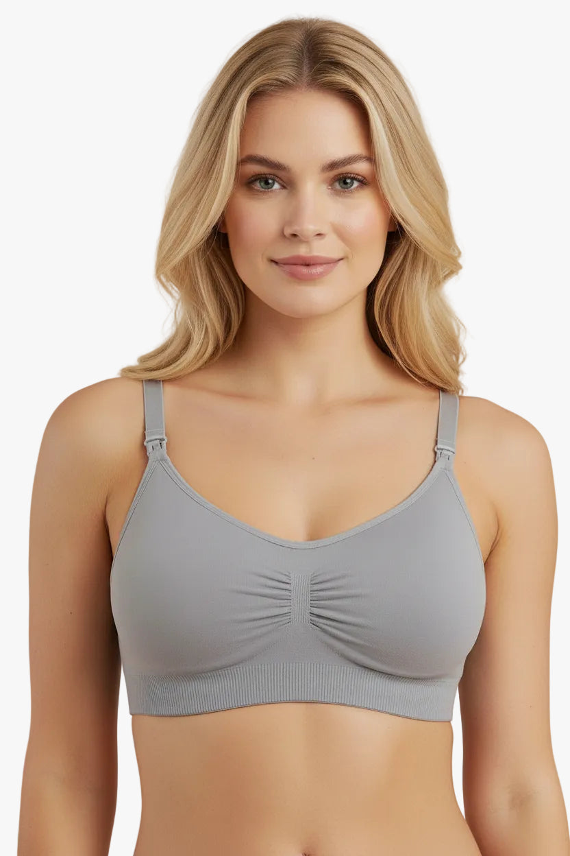 Gray bra on a white background