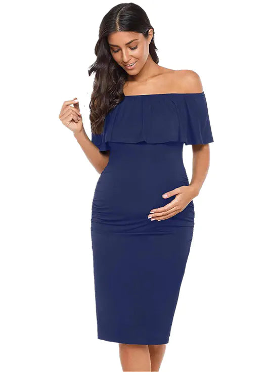 Off-Shoulder Fashion Dress for Maternity Wear