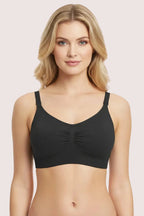 Black sports bra on a white background