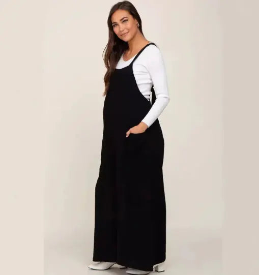 Elegant Wide Leg Maternity Overalls - Premium Adjustable Pregnancy Jumpsuit