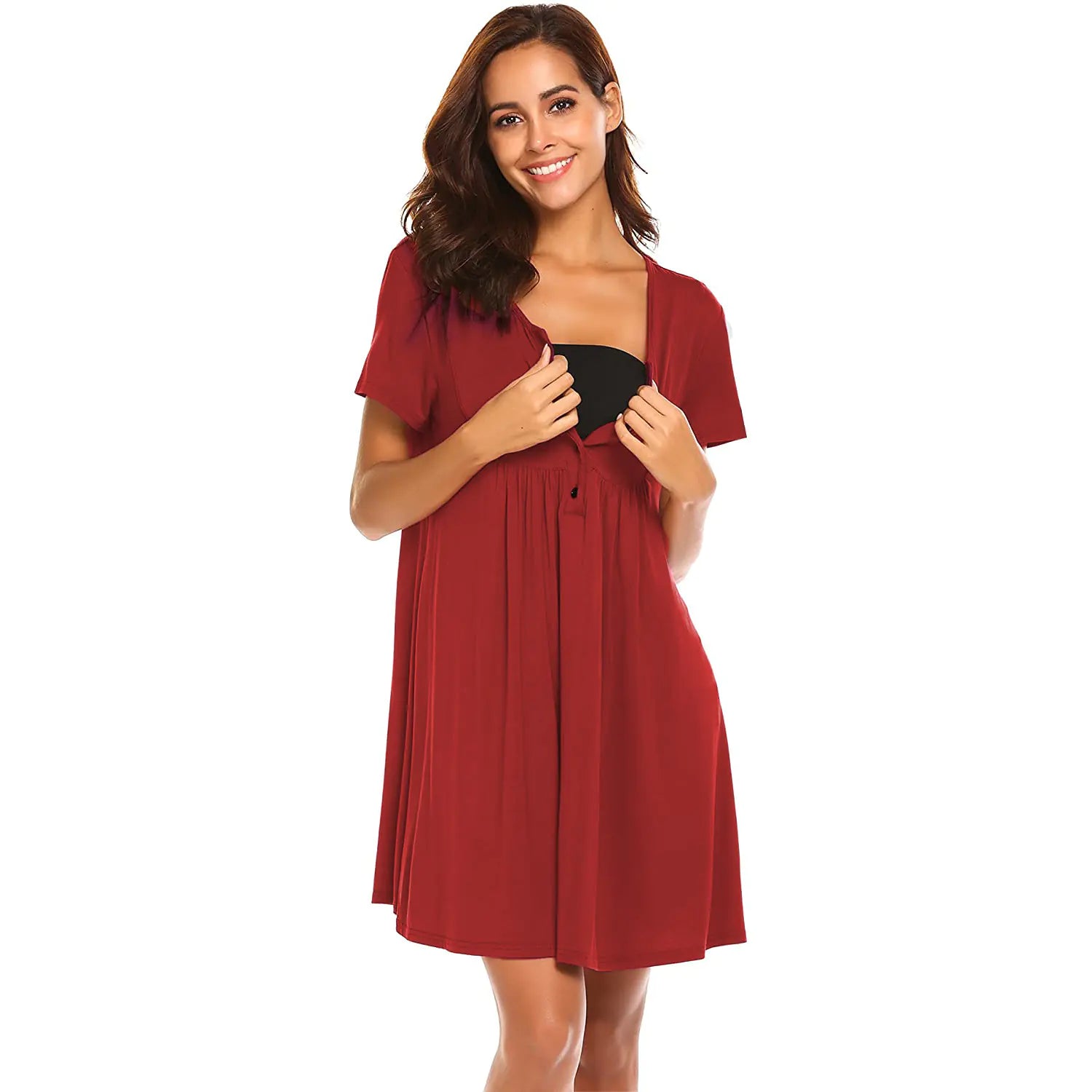 Summer Maternity Nursing Dress - Lightweight Casual Breastfeeding Pajama Dress