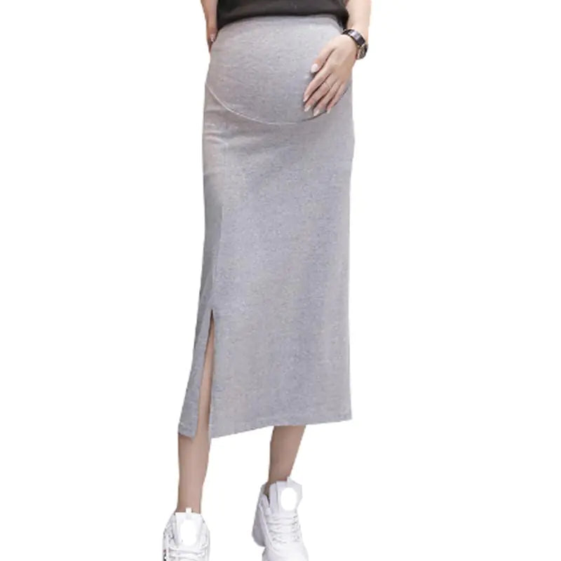 Side Opening High Waist Maternity Skirt Dress