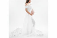Maternity Long Skirt & Chiffon Front Split Dress