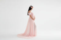 Maternity Long Skirt & Chiffon Front Split Dress