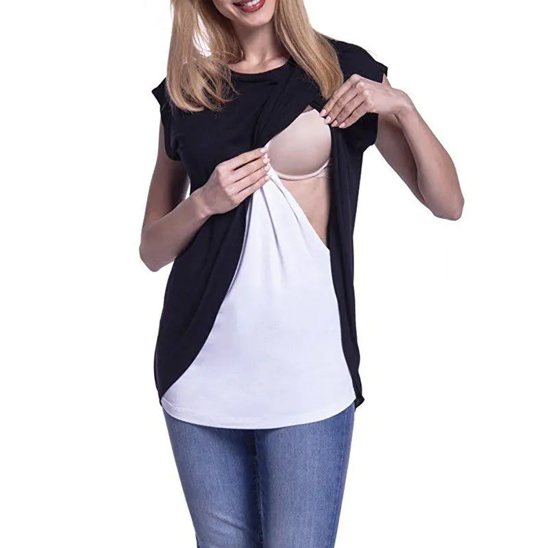 Candy Color Maternity Tee - Soft Nursing Top for Pregnancy & Breastfeeding