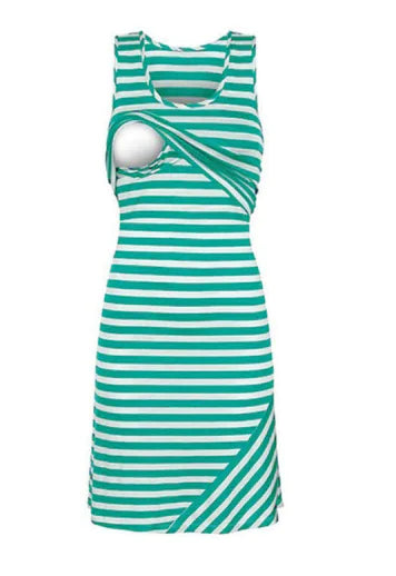 Striped Nursing Mini Dress - Casual Breastfeeding Dress with Classic Stripes