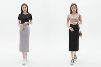Side Opening High Waist Maternity Skirt Dress