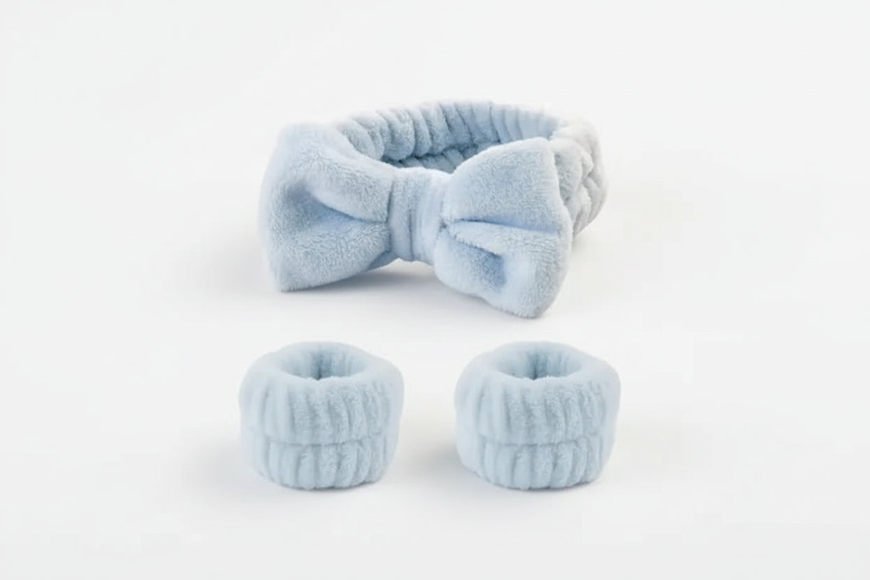 Luxury Spa Headband & Wristbands Set - Premium Beauty Trio for Skincare & Self-Care