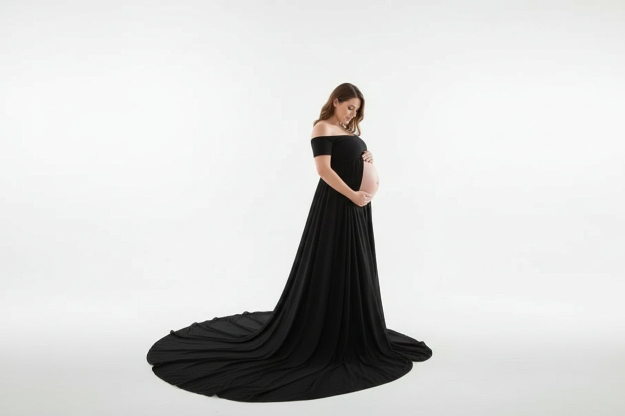 Maternity Long Skirt & Chiffon Front Split Dress