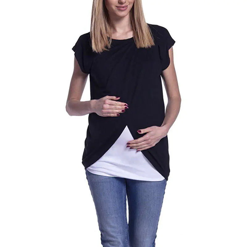 Candy Color Maternity Tee - Soft Nursing Top for Pregnancy & Breastfeeding
