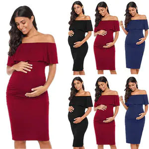 Off-Shoulder Fashion Dress for Maternity Wear