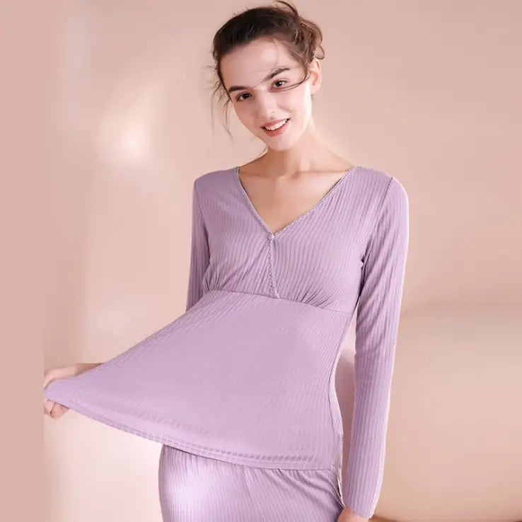 Autumn Maternity Pajama Set - Soft Modal Nursing Sleepwear for Pregnancy & Postpartum
