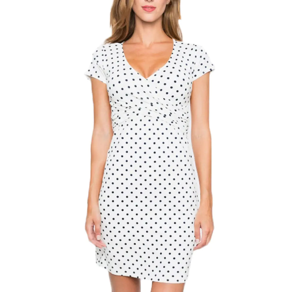 Polka Dot Maternity Nursing Dress - Playful Breastfeeding Dress with Classic Print