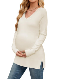 V-Neck Oversized Maternity Sweater