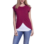 Candy Color Maternity Tee - Soft Nursing Top for Pregnancy & Breastfeeding