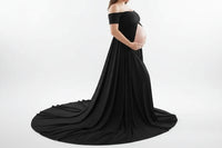Maternity Long Skirt & Chiffon Front Split Dress
