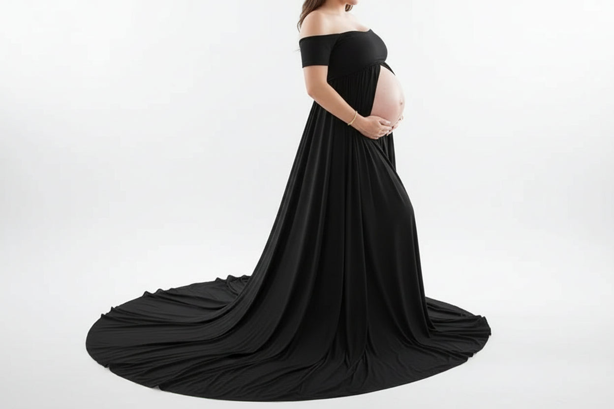 Maternity Long Skirt & Chiffon Front Split Dress