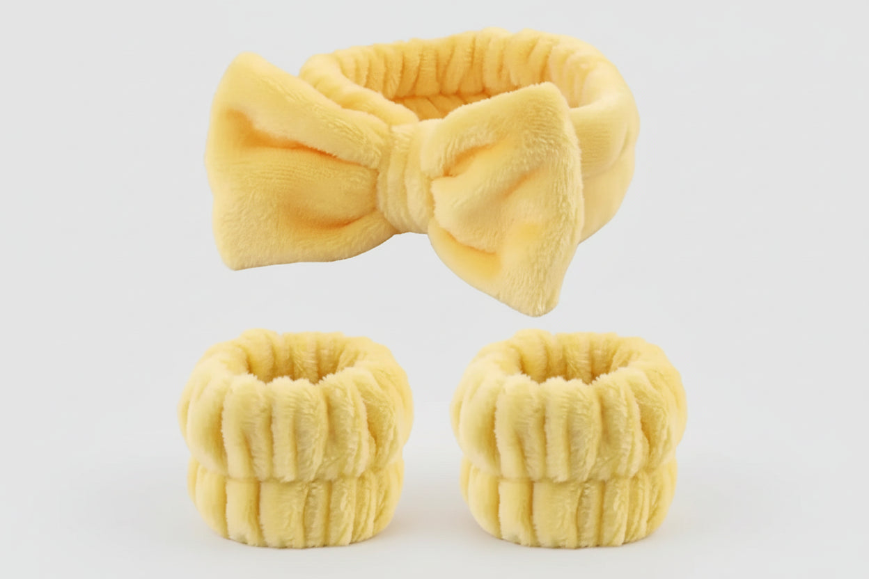 Luxury Spa Headband & Wristbands Set - Premium Beauty Trio for Skincare & Self-Care