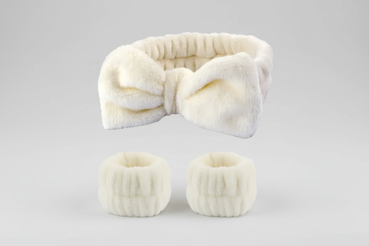 Luxury Spa Headband & Wristbands Set - Premium Beauty Trio for Skincare & Self-Care