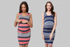 Sleeveless Striped Maternity Dress