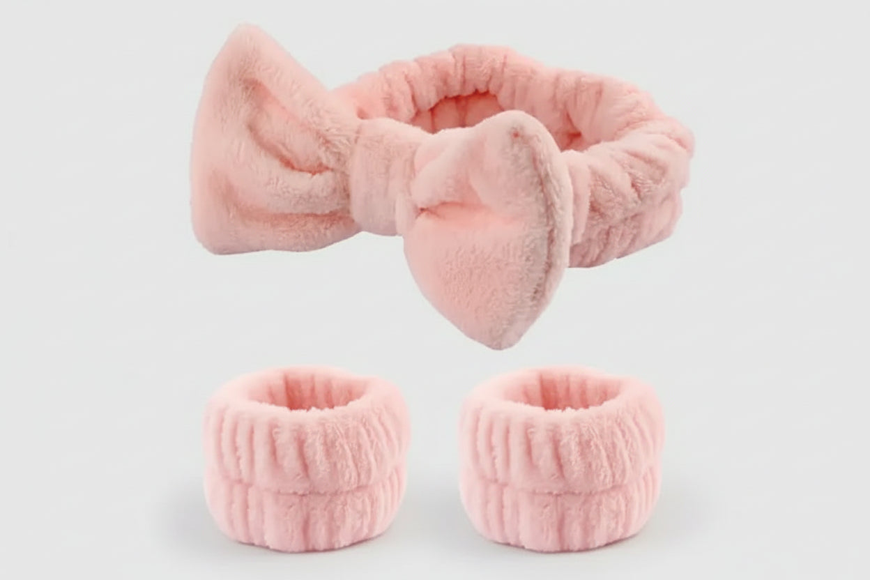 Luxury Spa Headband & Wristbands Set - Premium Beauty Trio for Skincare & Self-Care