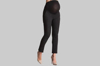 High Waist Maternity Work Pants - Comfortable Straight Leg Office Trousers for Pregnancy