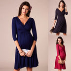 Comfortable Breastfeeding Dress - Easy Nursing Access Maternity Dress