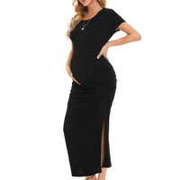 Maternity Short Sleeve Ruched Casual Summer Dress