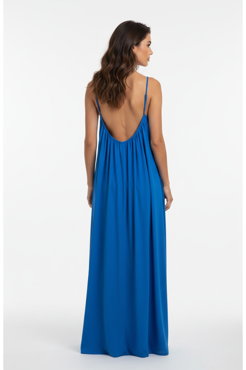 Blue Spaghetti Strap Maxi Dress