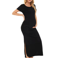 Maternity Short Sleeve Ruched Casual Summer Dress
