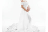 Maternity Long Skirt & Chiffon Front Split Dress