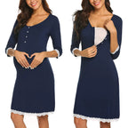 Maternity Nursing Dress - Five-Point Sleeve Pregnancy Dress for Work & Casual