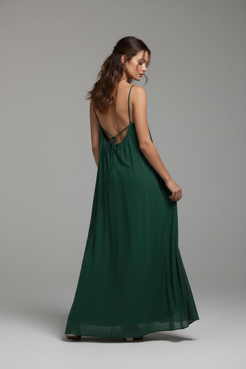 Dark Forest Green Spaghetti Strap Maxi Dress