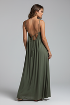 Dark Olive Spaghetti Strap Maxi Dress