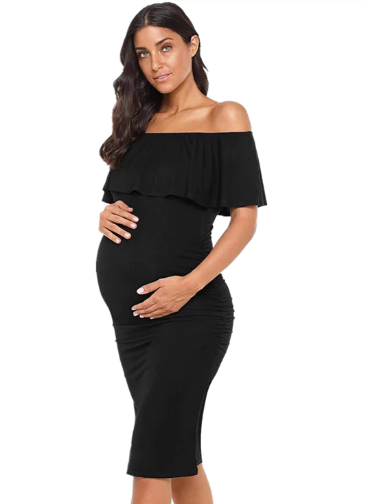 Off-Shoulder Fashion Dress for Maternity Wear