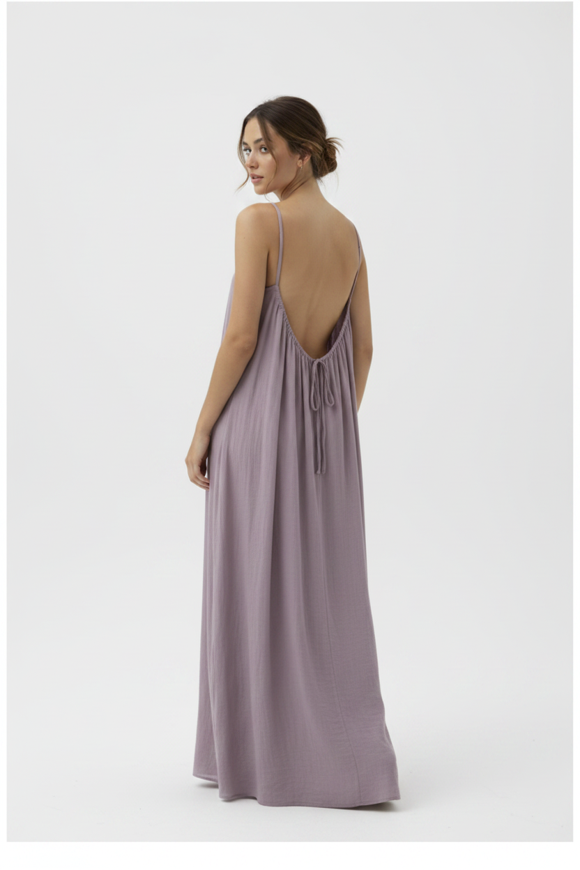 Dusty Mauve-Lavender Spaghetti Strap Maxi Dress